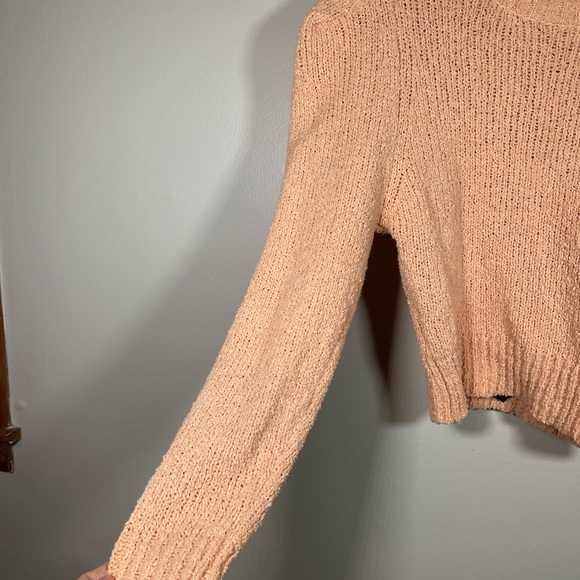 ZARA Loose Knit Peach Pink Crop Crewneck Sweater Size M - Picture 6 of 6